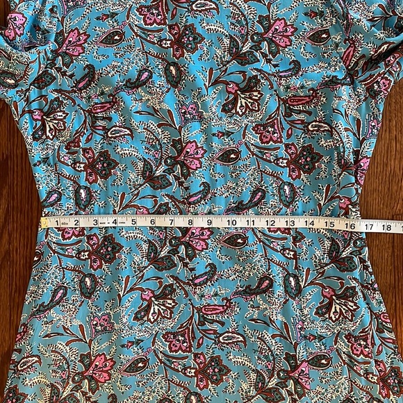 LOFT Bouquet Mock neckline MIDI dress paisley cendre blue NWT L/S zipped back 10 - Picture 13 of 16